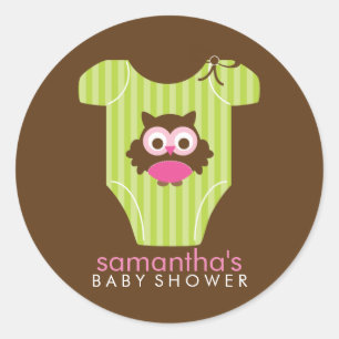 Hoot Owl Outfit Girl Baby Shower Classic Round Sticker