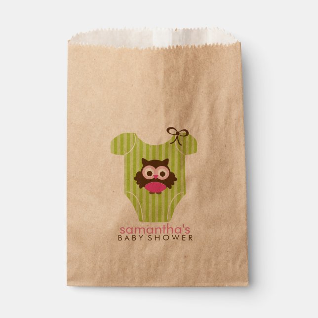 Hoot Owl Outfit Girl Baby Shower Favour Bags (Front)