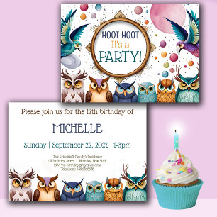 Hoot Owl Personalised Birthday Invitation