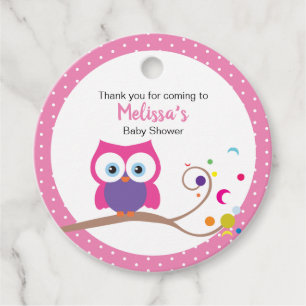 Hoot Owl Pink Baby Girl Woodland Forest  Favour Tags