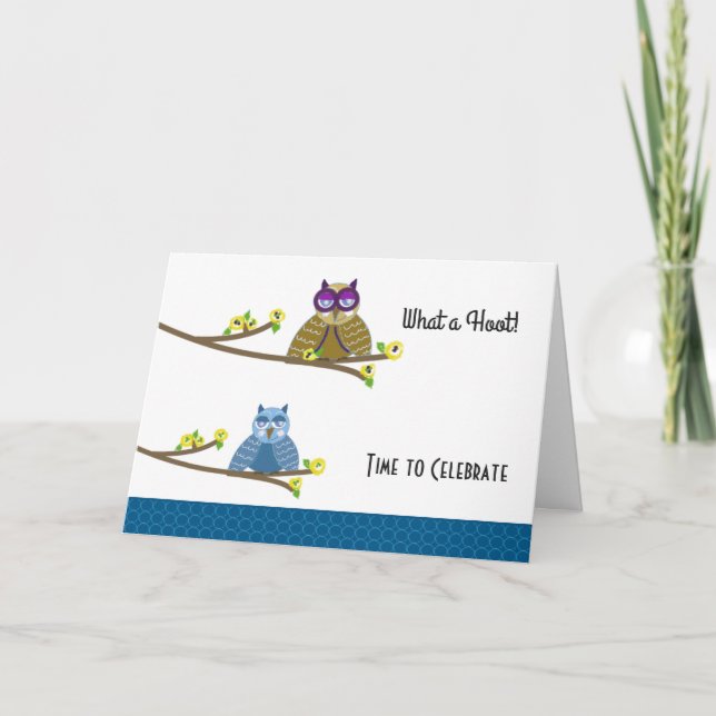 Hoot Owls Birthday Card (Front)