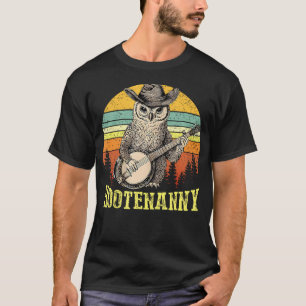 Hootenanny Owl Playing Banjo Country Owl Funny Gui T-Shirt