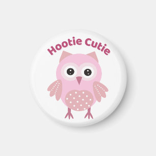Hootie Cutie Pink Owl Magnet