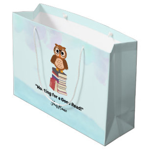 "Hooting for a Good Read!" Book lover Large Gift Bag