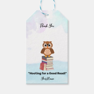 "Hooting for a Good Read!" Book lover thank you Gift Tags