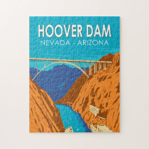 Hoover Dam Arizona Nevada Illustration Travel Art Jigsaw Puzzle