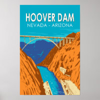 Hoover Dam Arizona Nevada Illustration Travel Art