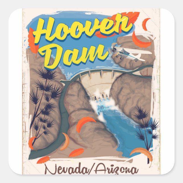 Hoover Dam Nevada/Arizona travel poster Square Sticker (Front)