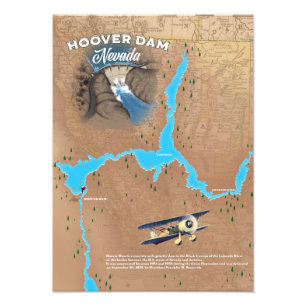 Hoover Dam Nevada map Photo Print