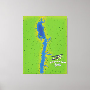 Hoover Dam Ohio Cartographic Map Canvas Print