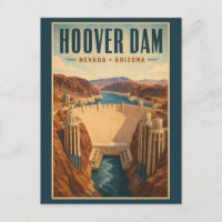 Hoover Dam Power Plant Illustration Travel Art
