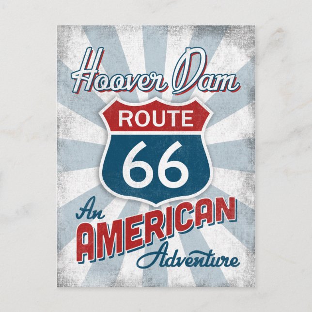 Hoover Dam Route 66 Vintage America Postcard (Front)