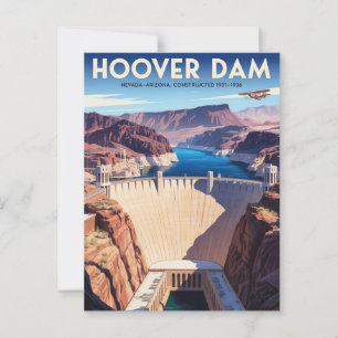 Hoover Dam Vintage Travel Poster Postcard