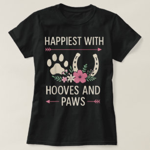 Hooves Paws Floral Horse Dog Barn Life Women T-Shirt