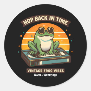 Hop Back in Time Vintage Frog Retro Illustration Classic Round Sticker