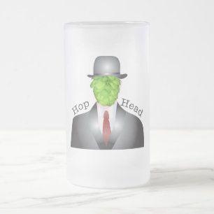 hop head frosted glass beer mug