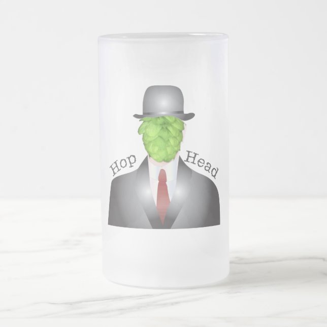 hop head frosted glass beer mug (Center)
