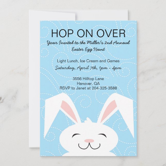 Hop Hop Bunny Rabbit Easter Party Invitation (Front)