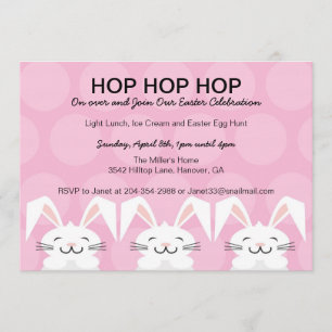 Hop Hop Bunny Rabbit Easter Party Invitation