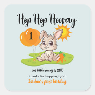 Hop Hop Hooray Cute Some Bunny 1st birthday  Square Sticker