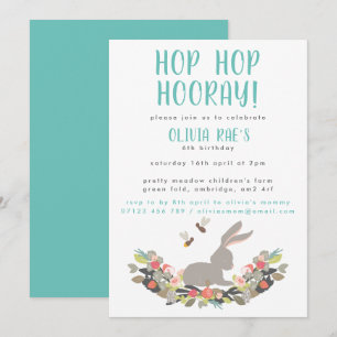 Hop Hop Hooray Rabbit Birthday Party Invitation
