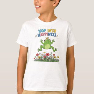 Hop Into Happiness – Cute Frog Illustration Quote T-Shirt