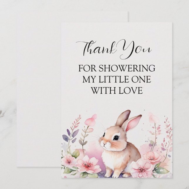 Hop Into Happiness With Modern Rabbit Thank You Card (Front/Back)