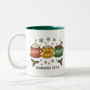 HOP JOY PEACE and COCOA Two-Tone Coffee Mug
