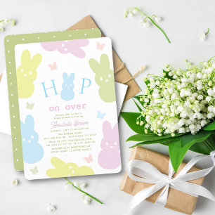 Hop on Over Bunny & Butterfly Girl Baby Shower Invitation