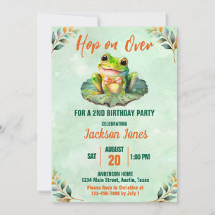 Hop on Over Cute Frog Any Age Birthday Invitation