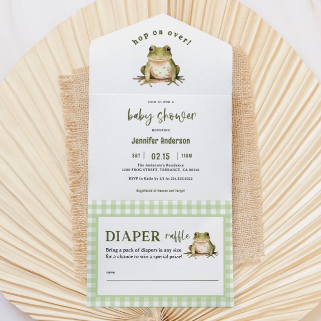 Hop On Over Frog Baby Shower All In One Invitation (Creator Uploaded)