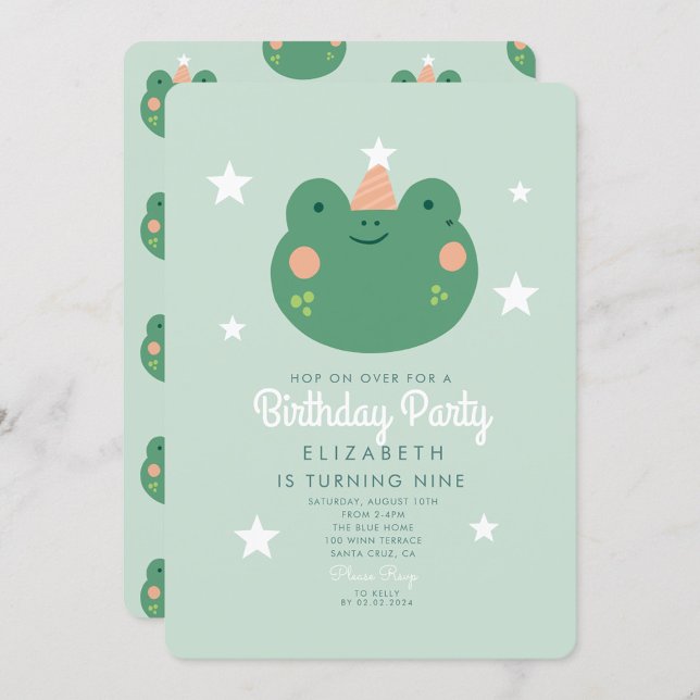 Hop on Over Frog Birthday Invitation (Creator Uploaded)