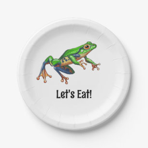 Hop On Over Frog Birthday Paper Plate