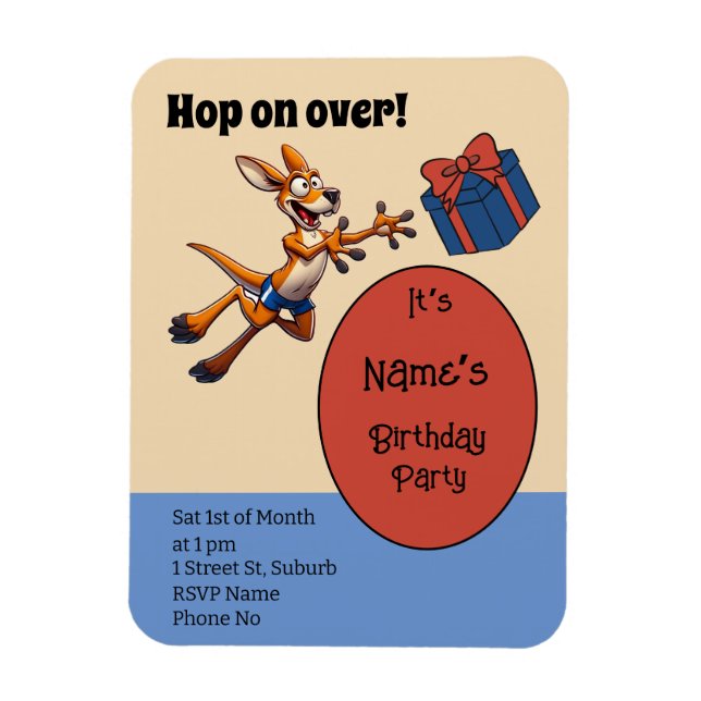 Hop on over funny Australian football kangaroo Magnet (Vertical)
