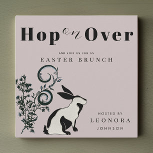 Hop On Over Modern Bunny Easter Brunch Invitation