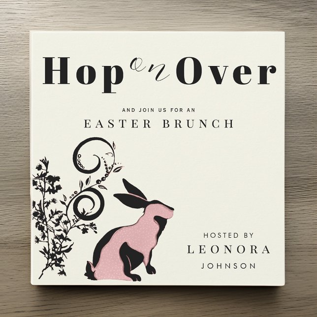 Hop On Over Modern Bunny Easter Brunch Invitation (Creator Uploaded)