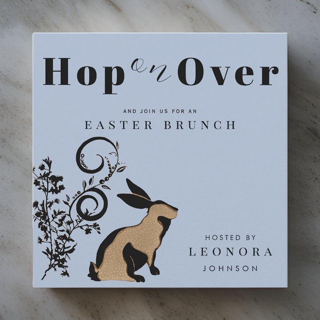 Hop On Over Modern Bunny Easter Brunch Invitation (Creator Uploaded)