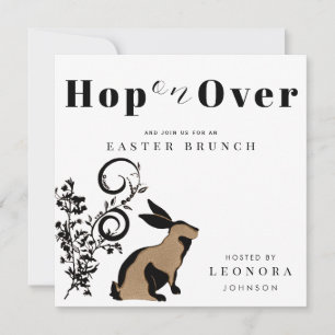 Hop On Over Modern Bunny Easter Brunch Invitation