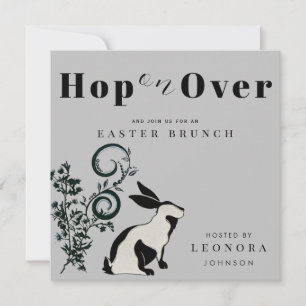 Hop On Over Modern Bunny Easter Brunch Invitation