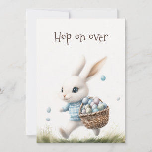 Hop On Over Watercolor Bunny Easter Invite