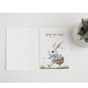 Hop On Over   Watercolor Bunny Easter Invite