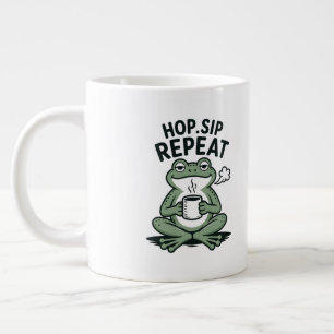Hop Sip Repeat Funny Frog Coffee Design Large Coffee Mug