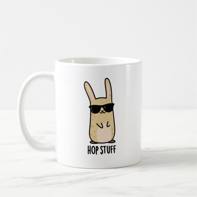 Hop Stuff Funny Bunny Rabbit Pun  Coffee Mug (Left)