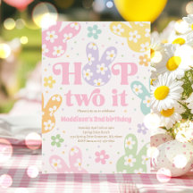 Hop Two It Bunny 2nd Birthday Pastel Daisy Floral 