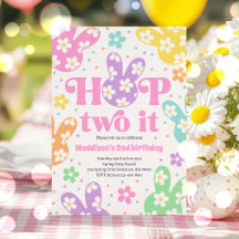 Hop Two It Bunny 2nd Birthday Pastel Daisy Floral 