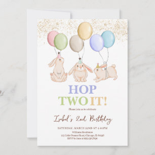 Hop Two It Easter 2nd Birthday Invitation