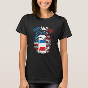Hopaholic American Flag Patriotic Fingerprint Beer T-Shirt
