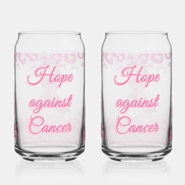 Hope Against Cancer Breast Awareness Can Glass (Left)