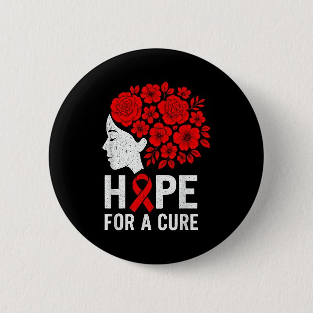 Hope Aids Butterfly Red Ribbon Hiv Aids Awareness  6 Cm Round Badge (Front)