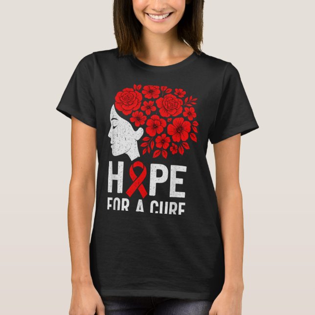 Hope Aids Butterfly Red Ribbon Hiv Aids Awareness  T-Shirt (Front)